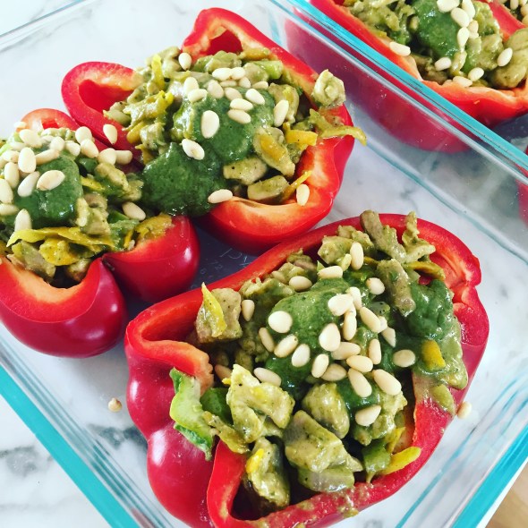 Stuffed Peppers with Carrot Top Pesto